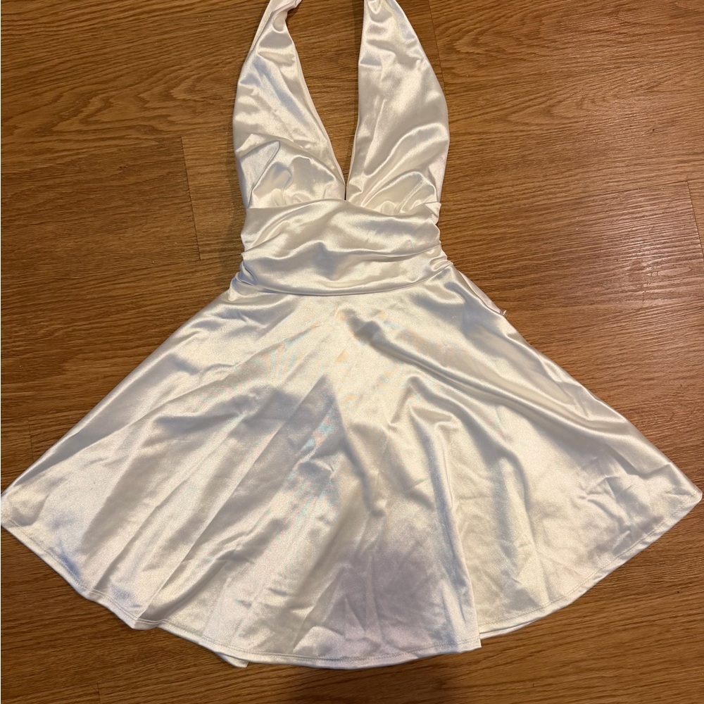 Windsor Shimmering White Halter Dress